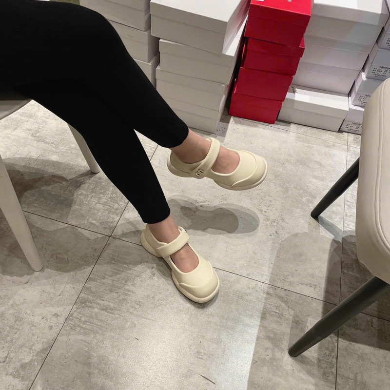 Giày Búp Bê Mũi Tròn Khoá Miu Quai Dán Chuẩn Cao Cấp Êm Đẹp