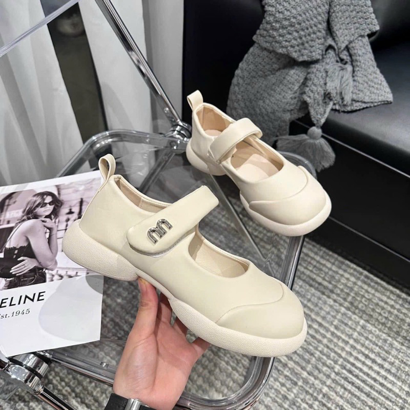 Giày Búp Bê Mũi Tròn Khoá Miu Quai Dán Chuẩn Cao Cấp Êm Đẹp