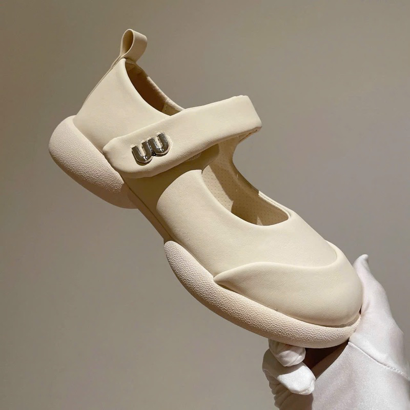 Giày Búp Bê Mũi Tròn Khoá Miu Quai Dán Chuẩn Cao Cấp Êm Đẹp