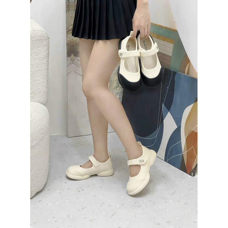 Giày Búp Bê Mũi Tròn Khoá Miu Quai Dán Chuẩn Cao Cấp Êm Đẹp