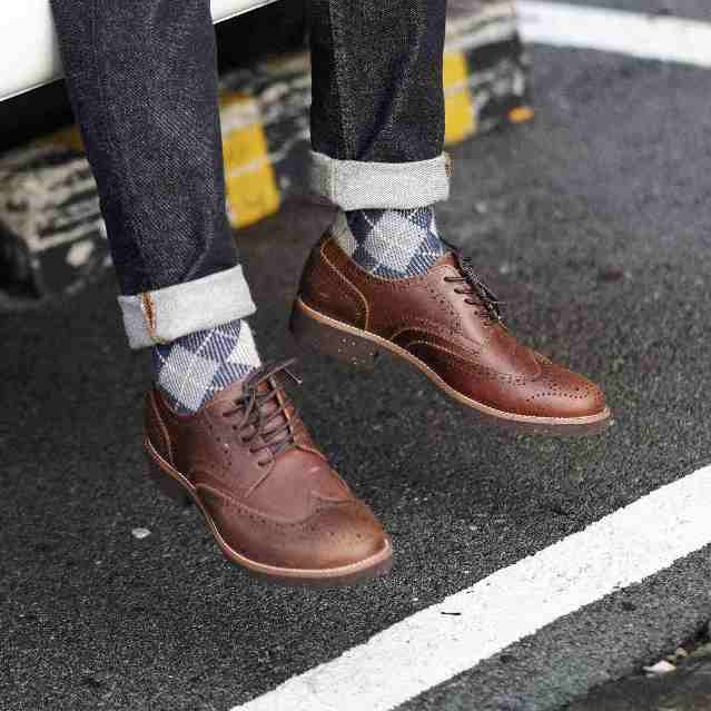 Giày Derby BROGUE da sáp, giày tây thanh lịch Vintage thương hiệu TONKIN