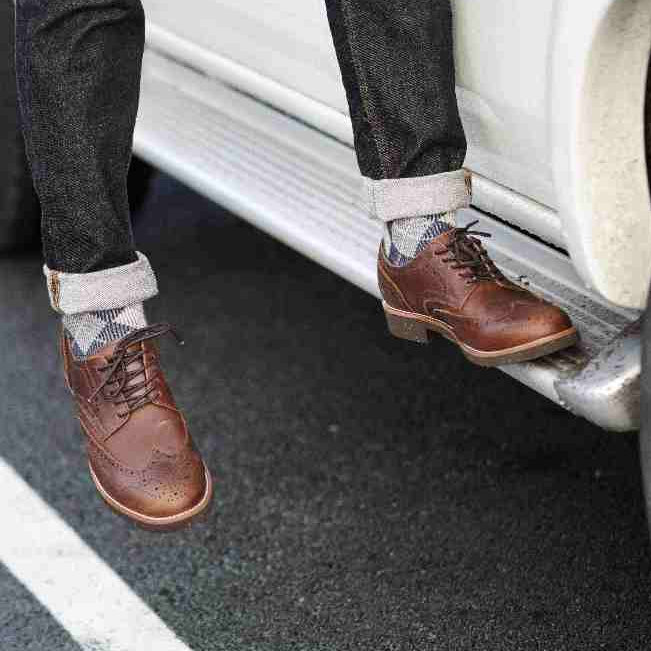 Giày Derby BROGUE da sáp, giày tây thanh lịch Vintage thương hiệu TONKIN