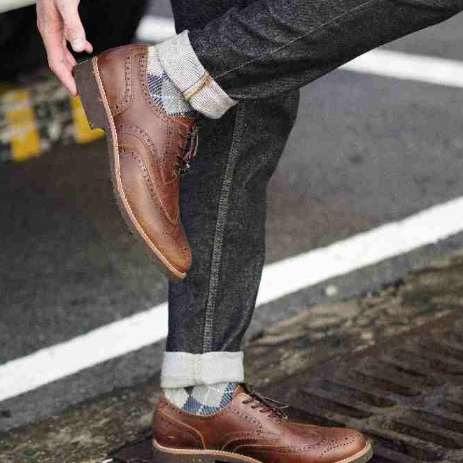 Giày Derby BROGUE da sáp, giày tây thanh lịch Vintage thương hiệu TONKIN