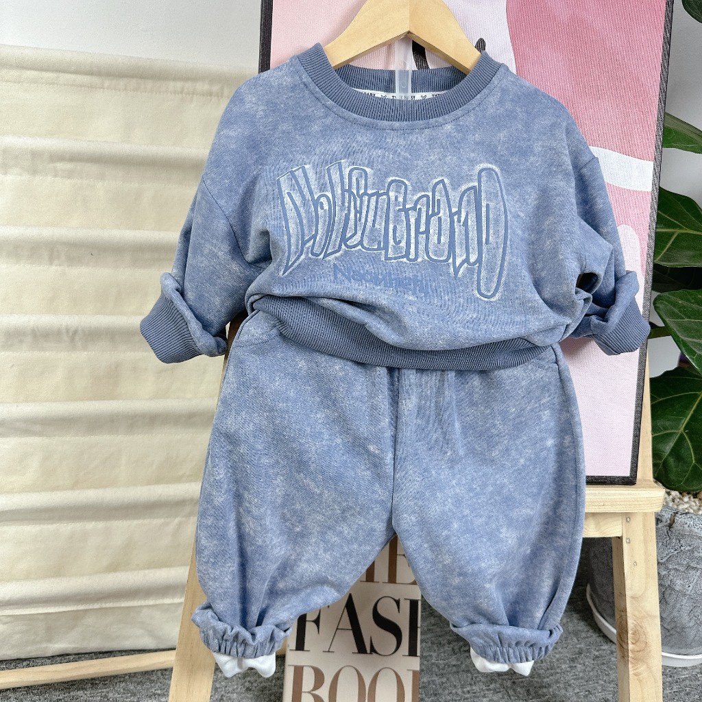 (S170) Set nỉ loang màu phong cách Hàn Quốc cho bé trai 16-30kg - Tiny Bébe