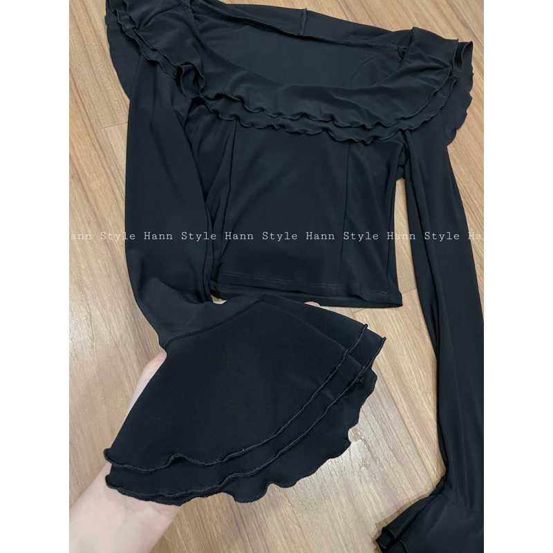 SET ÁO MŨ BÈO TAY LOE VÀ CHÂN VÁY NHÚNG