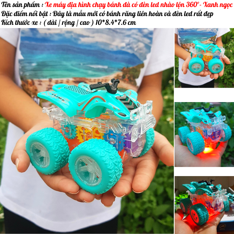 Xe địa hình quán tính phát sáng, xe máy 4 bánh chạy bánh đà có sẵn pin dành cho bé từ 2 tuổi - Đồ chơi MiniKids