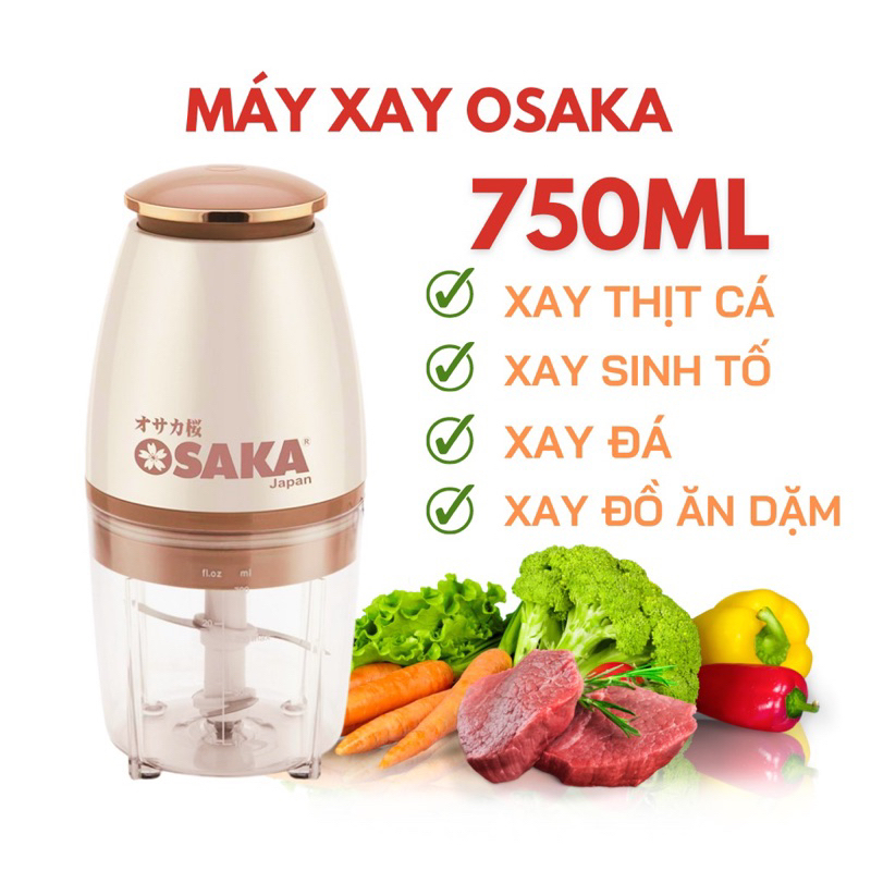 Máy xay sinh tố mini Osaka dung tích 750ml, máy xay thịt xay đồ ăn dặm cho bé xay cá thực phẩm đa năng