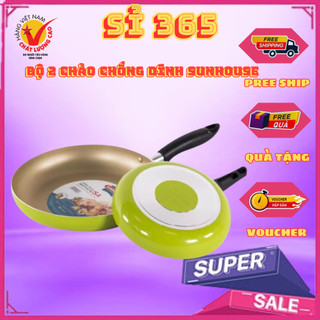 Bộ 2 chảo siêu chống dính sunhouse shs2418 - chảo chống dính cao cấp 24cm và 18cm