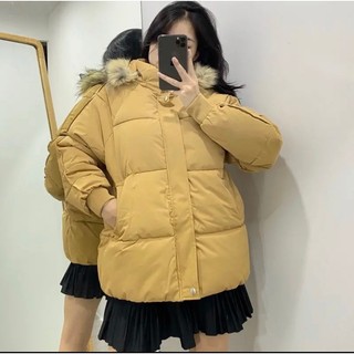 Áo phao béo Hàn Quốc siêu dày mũ lông unisex