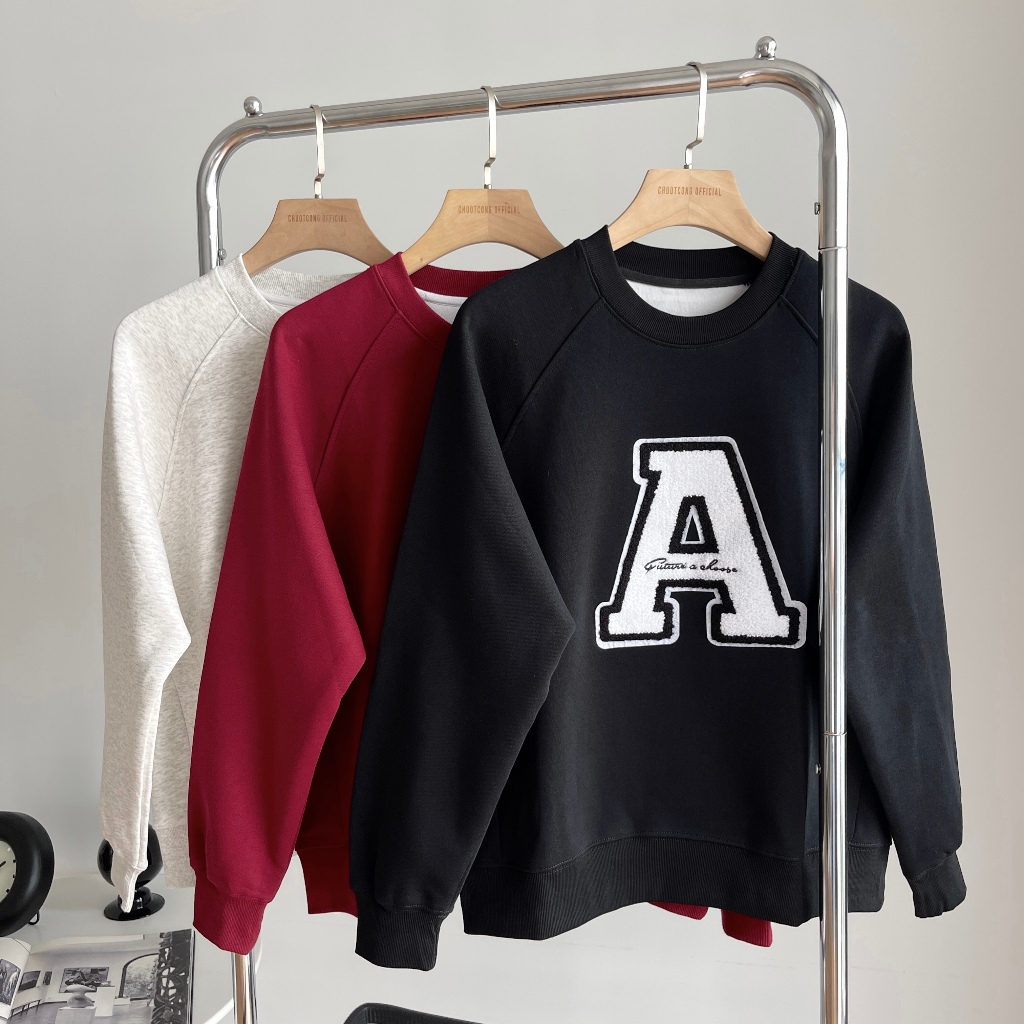 ÁO SWEATER CHỮ A THÊU NỔI- CHUOTCONG SW9002