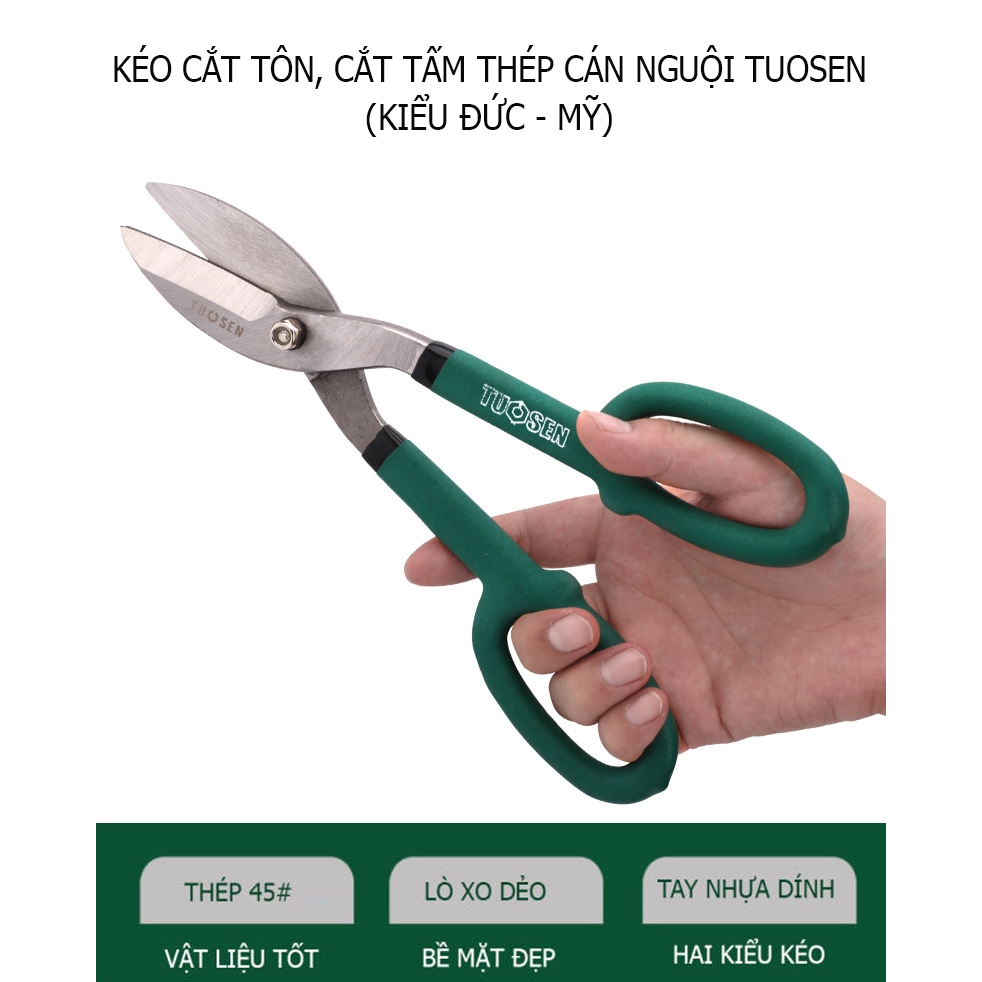 Kéo cắt tôn và cắt xương thạch cao Tuosen với 2 mẫu tay cầm bọc cao su dính
