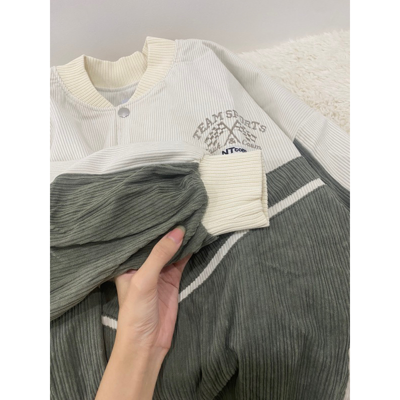 Áo khoác bomber bóng chày thân màu