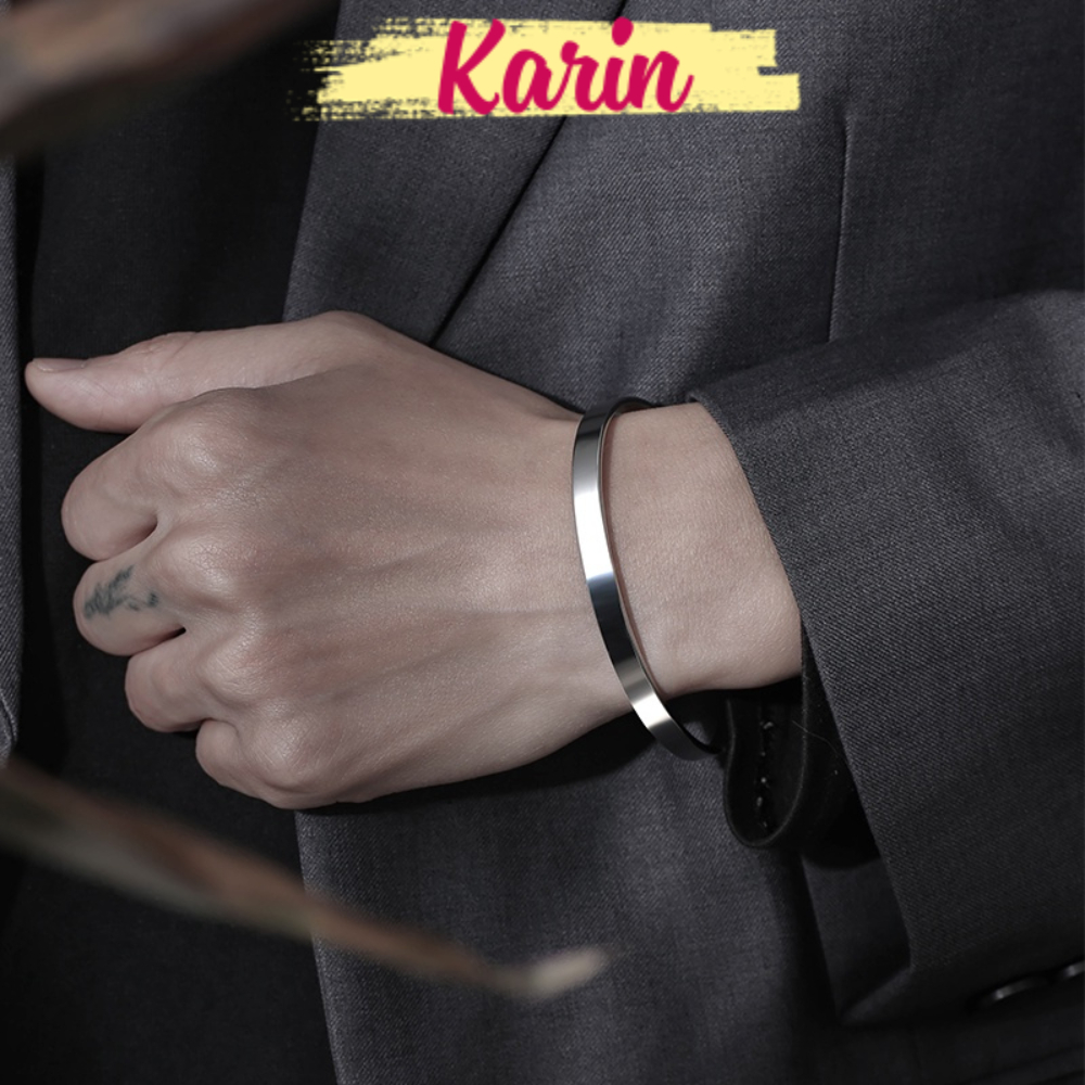 Vòng Tay cuff lắc tay Đôi Cuff Unisex Bản Đẹp chất titan Không Gỉ Plain Thời Trang Karin Accessories Nam Nữ Cao Cấp