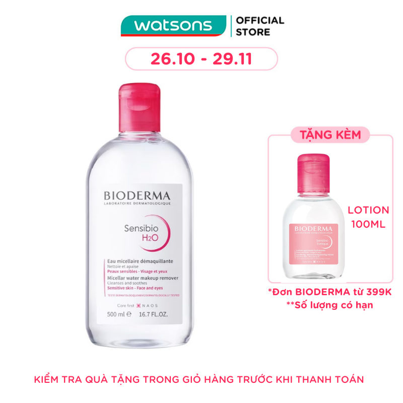 [Mã FMCGWA101 giảm 8% đơn 250K] Nước Tẩy Trang Dành Cho Da Nhạy Cảm Bioderma Sensibio H20 500ml