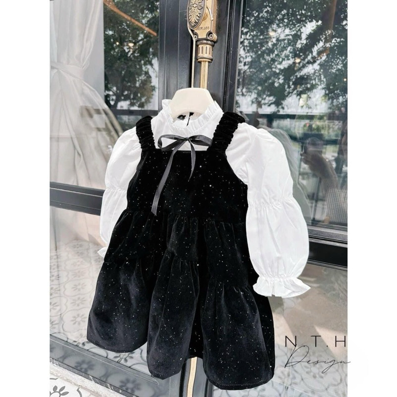 Set yếm nhung cho bé gái 10-30kg