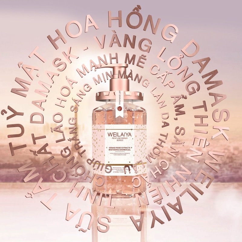 Sữa Tắm Trắng Da Cánh Hoa Hồng Damask Weilaiya, Sữa Tắm Dưỡng Ẩm Lưu Hương Lâu Toàn Thân - 450ml