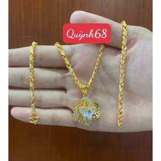 Dây chuyền nữ mạ vàng,dây kiểu h kèm mặt hoa mai xinh xắn quỳnh68