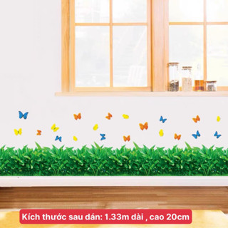  Decal dán tường decal chân cỏ xanh 04 dán chân tường 