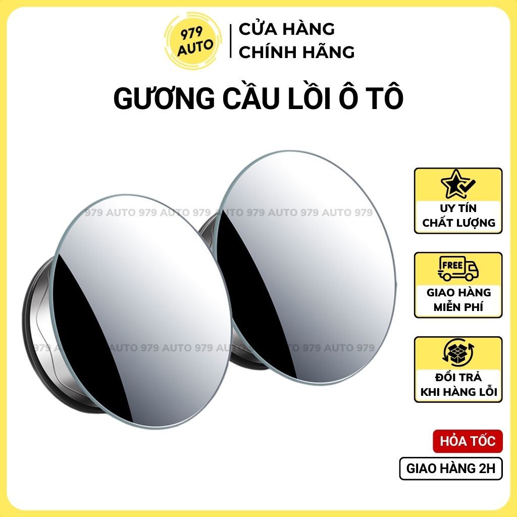 Gương cầu lồi ô tô tráng bạc xoay 360 độ xóa điểm mù giao thông 979auto