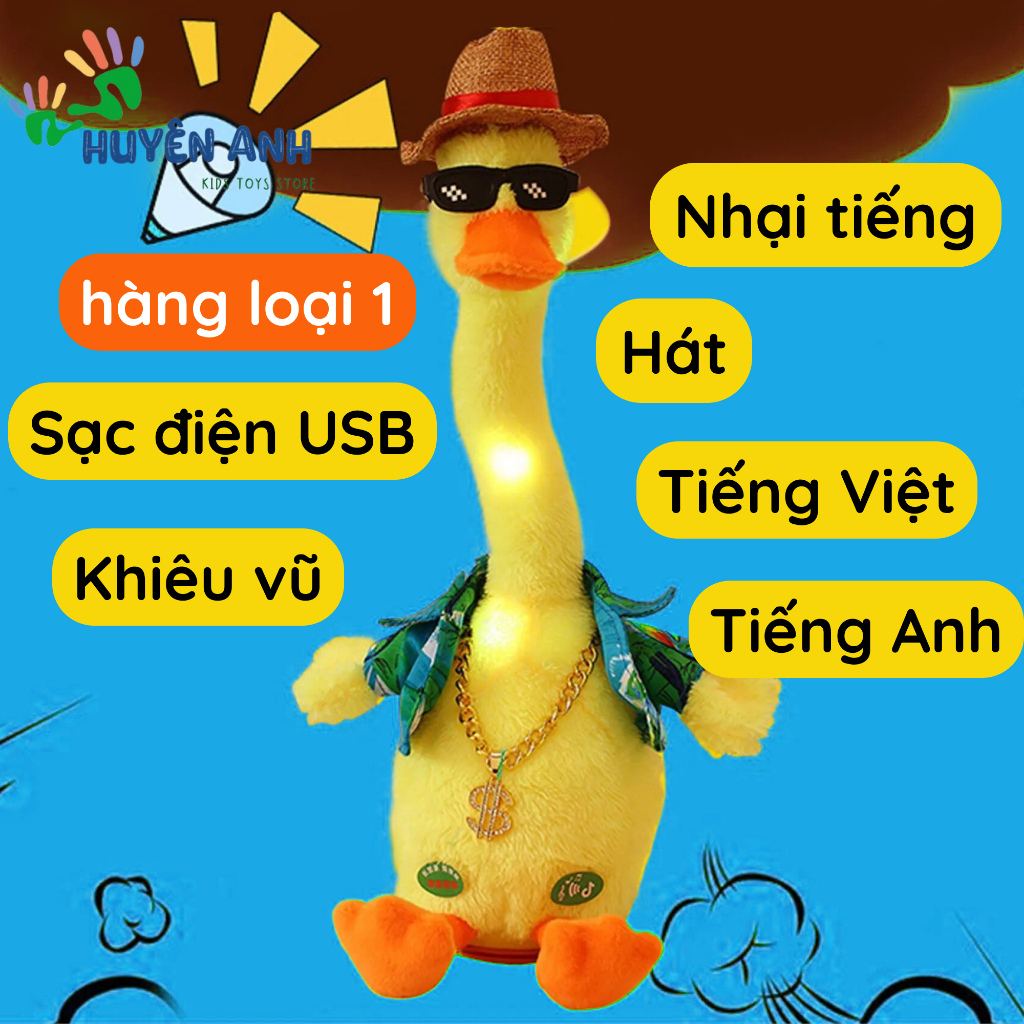 Đồ Chơi Vịt Bông Nhảy Múa Sạc Điện Biết Hát Vịt Nhại Giọng Nói Của Bé Hottrend Quà Tặng Vui Nhộn Bé Thích Thú-H.A Kids