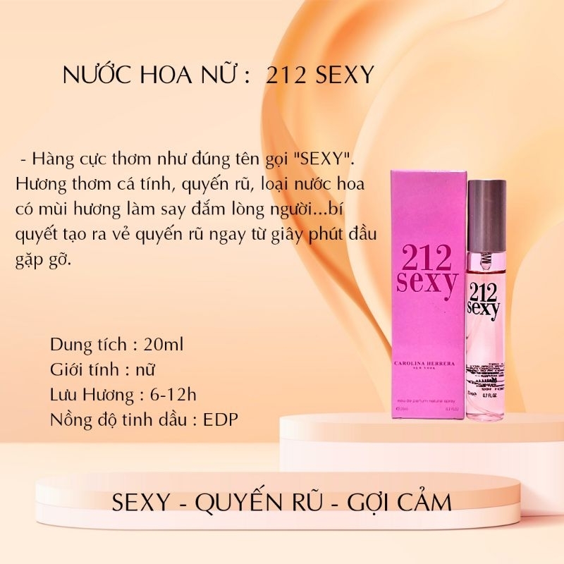 Nước hoa nữ 212 hương thơm quyến rũ gợi cảm lôi cuốn.