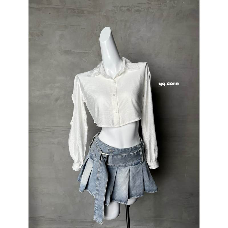 Áo sơ mi croptop QQ.CORN