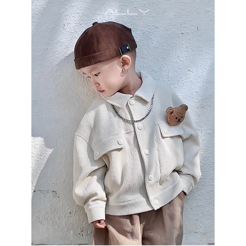 Áo khoác nhung gấu cài cho bé K650