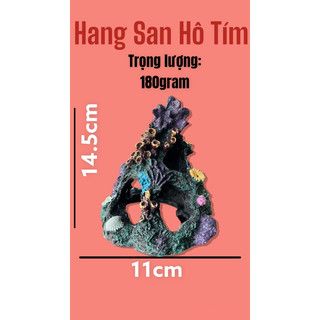 Mô hình hang san hô tím trang trí bể cá - tiểu cảnh - bán cạn