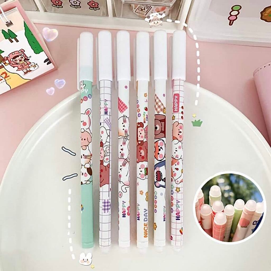 Bút Gel Xoá Được 0.5mm Bút Gel Mực Xanh Hoạt Hình Dễ Thương, Bút Bi Mực Xanh Có Thể Xóa