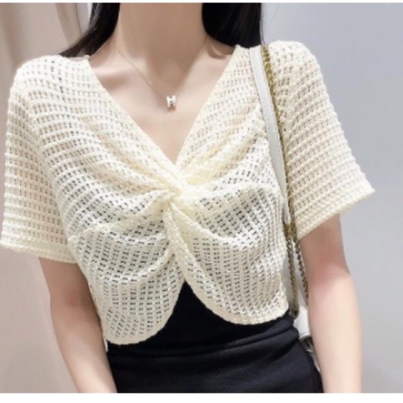 Bộ croptop thun tăm dài tay kèm khoác ngoài trơn màu Ulzzang