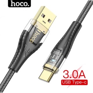 Dây sạc type c sạc nhanh 18w 3a Hoco Cáp sạc bọc dù trong suốt dài 1m 2m 3m dùng cho samsung xiaomi oppo