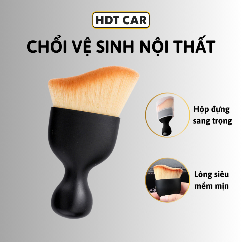 Chổi vệ sinh nội thất ô tô có nắp đậy gắn lông mềm mịn giúp vệ sinh khe kẽ cửa gió điều hoà