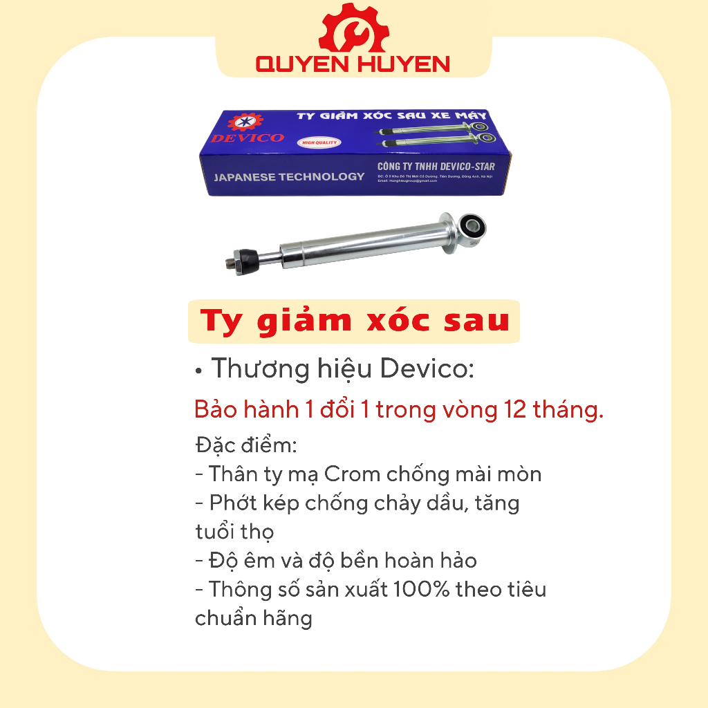 Ty giảm xóc dành cho xe máy Yamaha - Ty giảm sóc sau Devico - Jupiter, Sirius, Taurus, Exciter, Novo, Noza, Janus,Grande