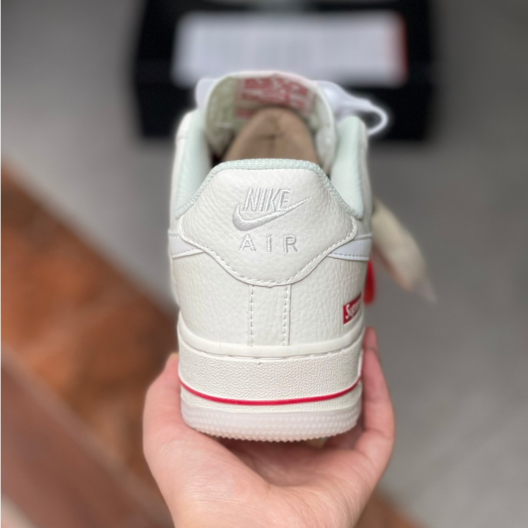 Giày Sneaker _Nike Air Force 1 Trắng Superme,Giày thể thao,Giày AF1 Trắng Dây Đỏ Superme Bản Chuẩn S.C Full Box Bill