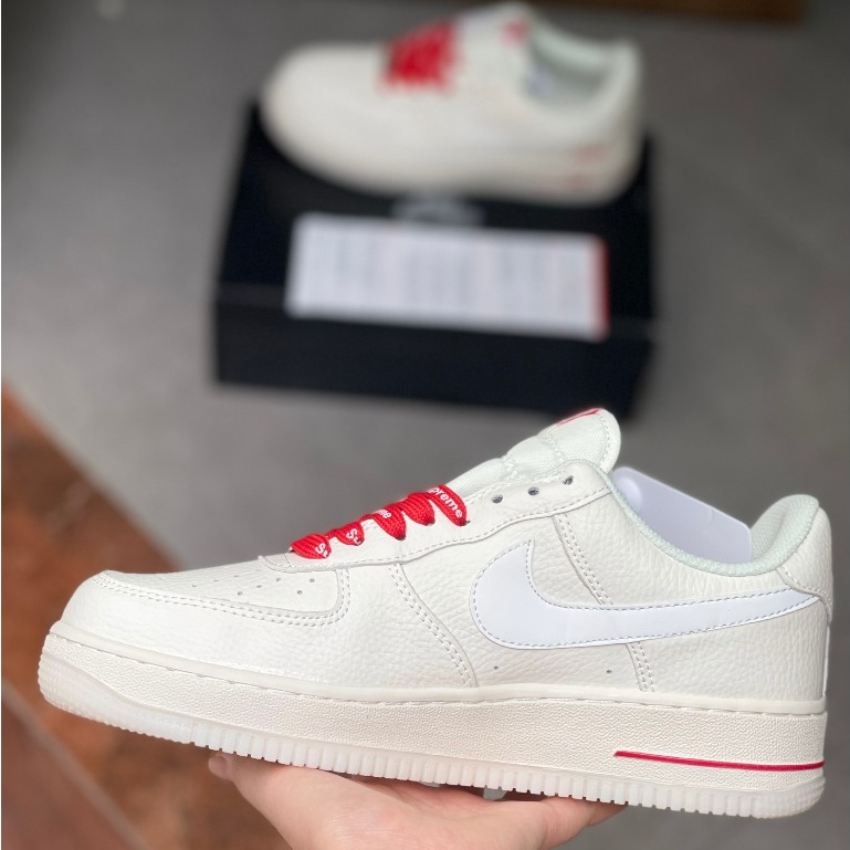 Giày Sneaker _Nike Air Force 1 Trắng Superme,Giày thể thao,Giày AF1 Trắng Dây Đỏ Superme Bản Chuẩn S.C Full Box Bill