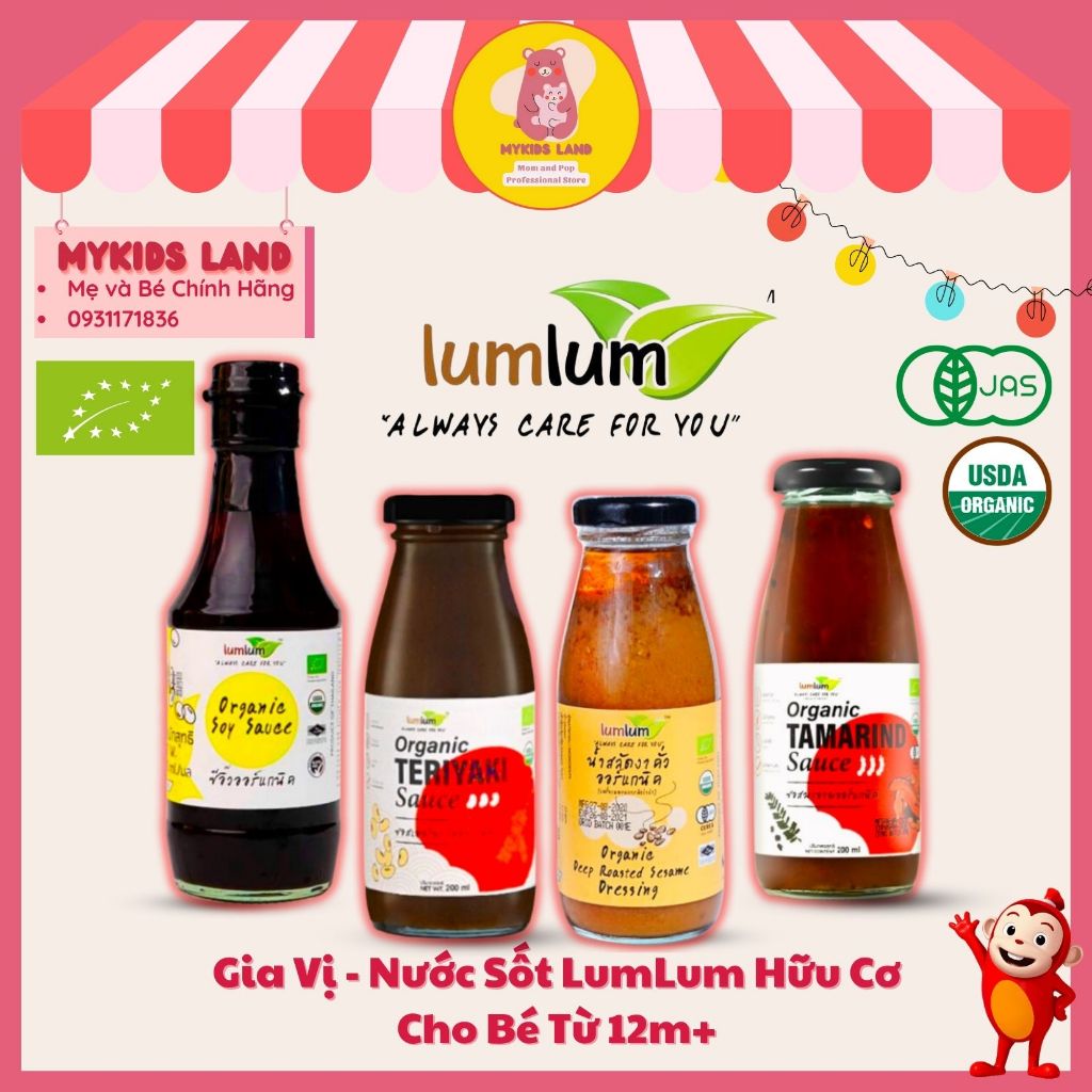 [DATE 2024] Gia Vị - Nước Sốt Hữu Cơ LumLum Thái Cho Bé Ăn Dặm Từ 12M+ Sốt Teriyaki - Sốt Mè Rang - Sốt Me - Nước Tương