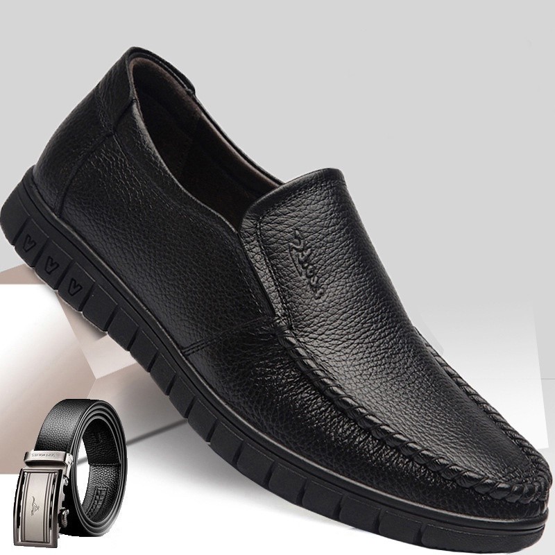 Giày lười nam da bò nguyên tấm cao cấp - đế cao su đi mềm và êm chân , đơn giản tinh tế lịch lãm