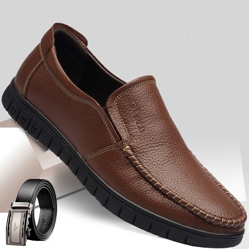 Giày lười nam da bò nguyên tấm cao cấp - đế cao su đi mềm và êm chân , đơn giản tinh tế lịch lãm