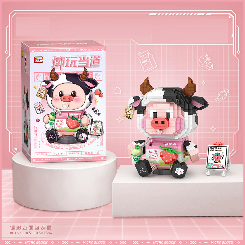 Bộ lắp ráp mô hình Bò sữa gấu dâu, Heo con Noodle 8134-8135