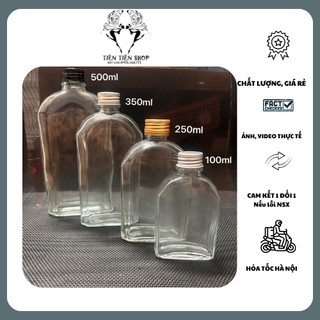 Chai thủy tinh trong chữ nhật dáng dẹt 100ml - 500ml nắp vặn