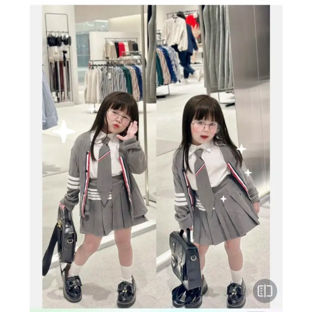 Set 4 chi tiết màu xám xinh xắn cho bé gái