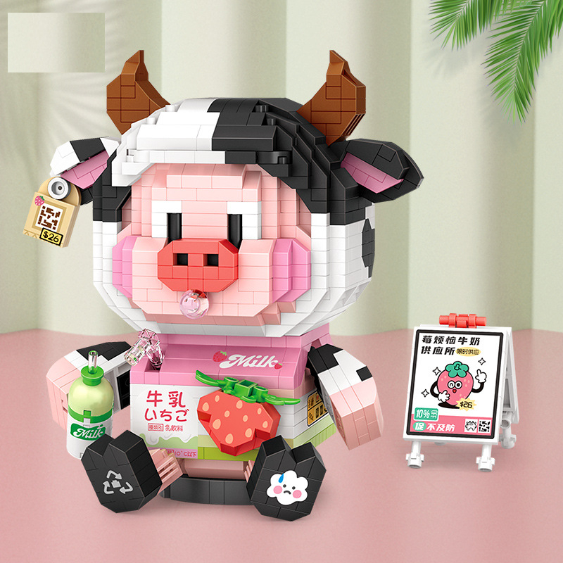 Bộ lắp ráp mô hình Bò sữa gấu dâu, Heo con Noodle 8134-8135