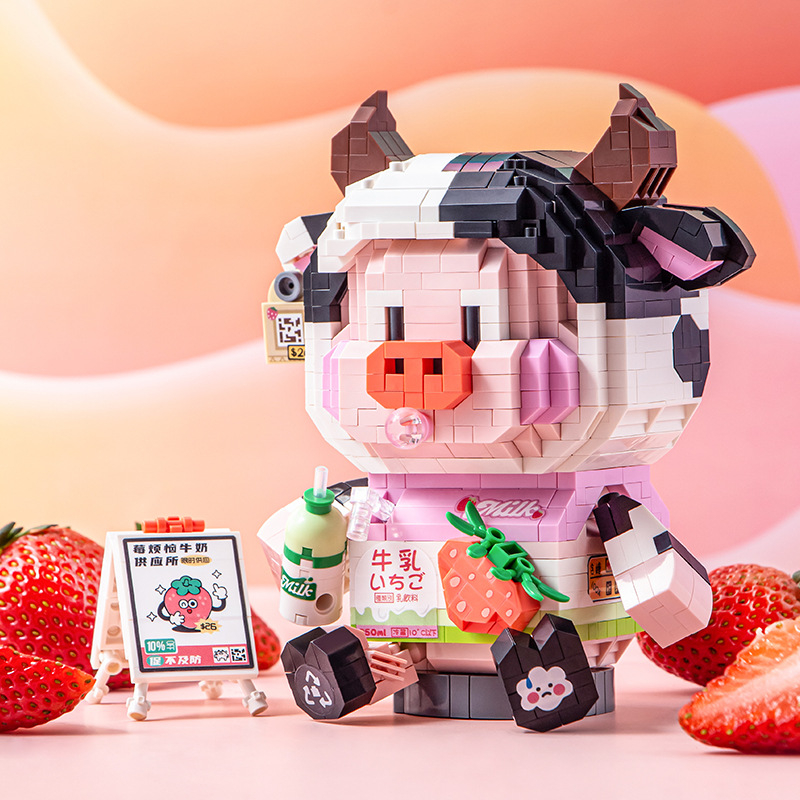 Bộ lắp ráp mô hình Bò sữa gấu dâu, Heo con Noodle 8134-8135