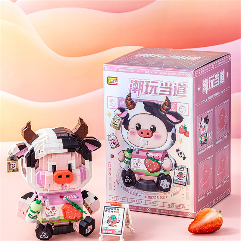 Bộ lắp ráp mô hình Bò sữa gấu dâu, Heo con Noodle 8134-8135
