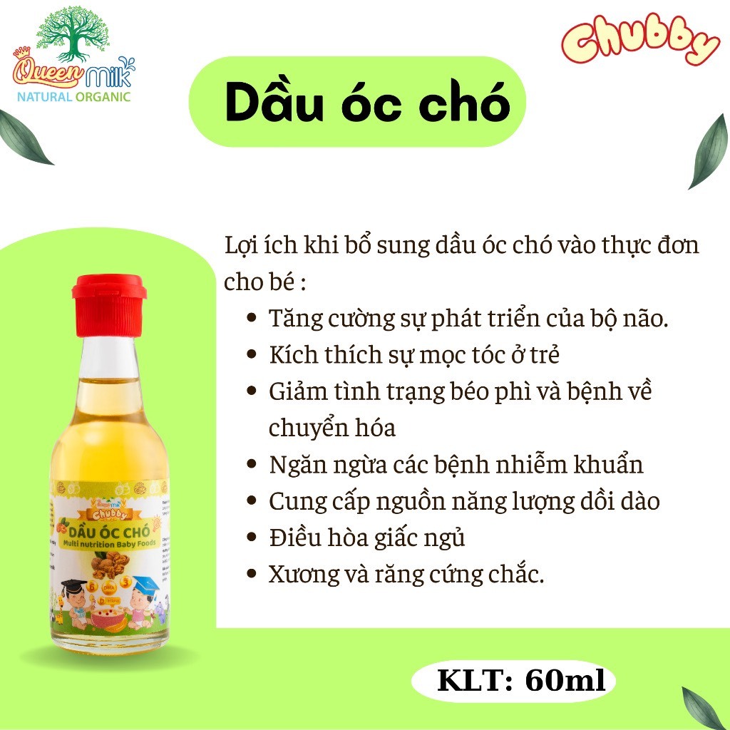 Dầu Óc Chó Chubby Ăn Dặm Chai 60ml