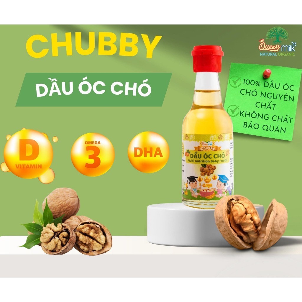 Dầu Óc Chó Chubby Ăn Dặm Chai 60ml