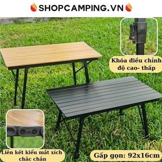 Bàn xếp gọn hợp kim nhôm chân rút điều chỉnh độ cao, bàn dã ngoại gấp gọn 90x53cm - Camping Vietnam