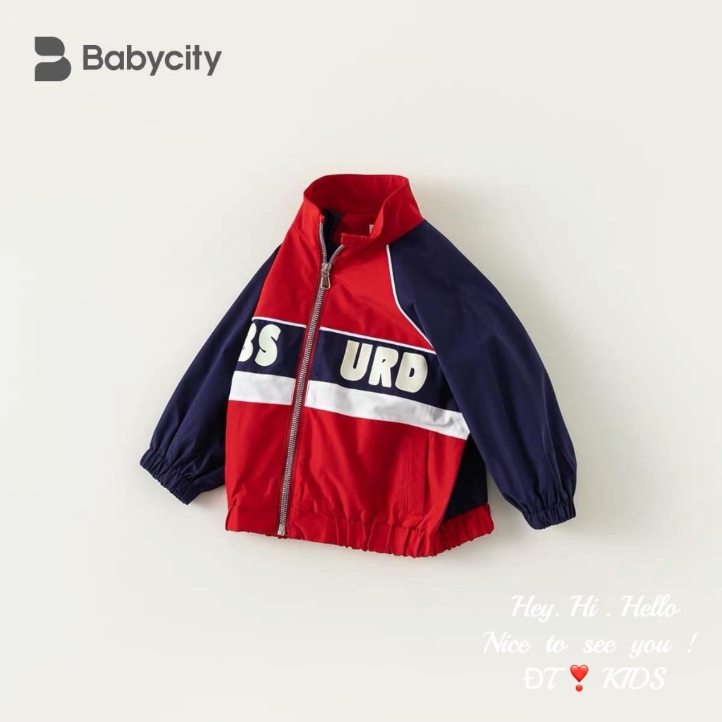 Áo khoác gió bomber phối 2 màu cho bé trai, bé gái 10-20kg