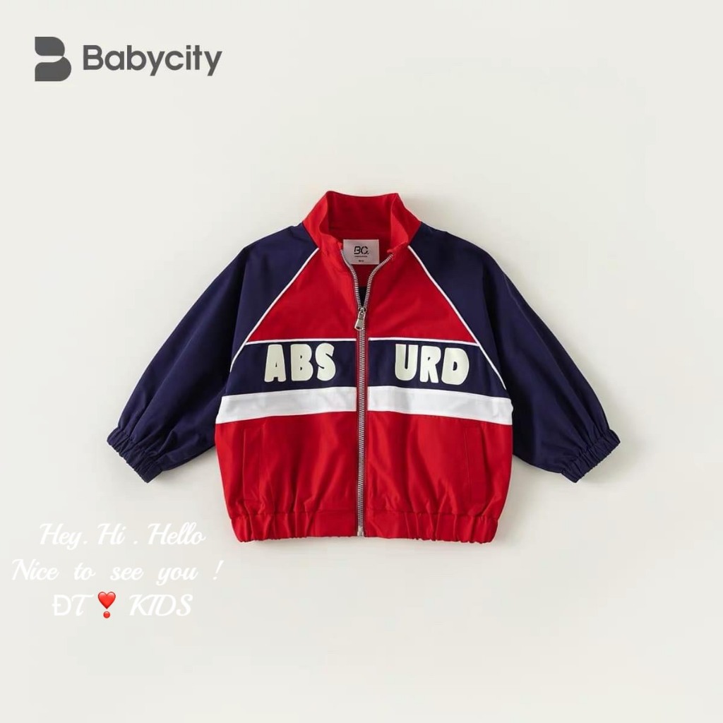 Áo khoác gió bomber phối 2 màu cho bé trai, bé gái 10-20kg