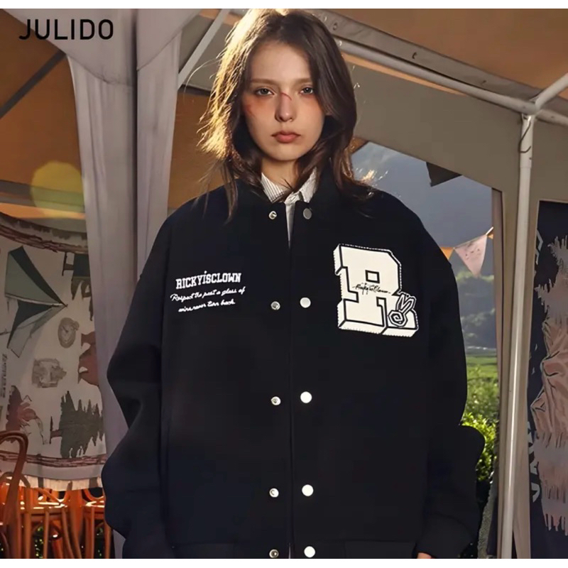 Áo khoác bomber varsity basic trần bông kim cương